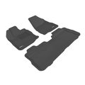 3D Mats Usa Custom Fit, Raised Edge, Black, Thermoplastic Rubber Of Carbon Fiber Texture, 3 Piece L1CH01401509